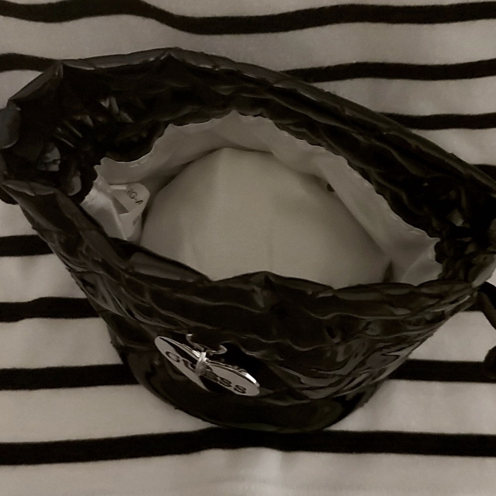 Guess Patent Leather Quilted Drawstring Bag - Picture 3 of 8